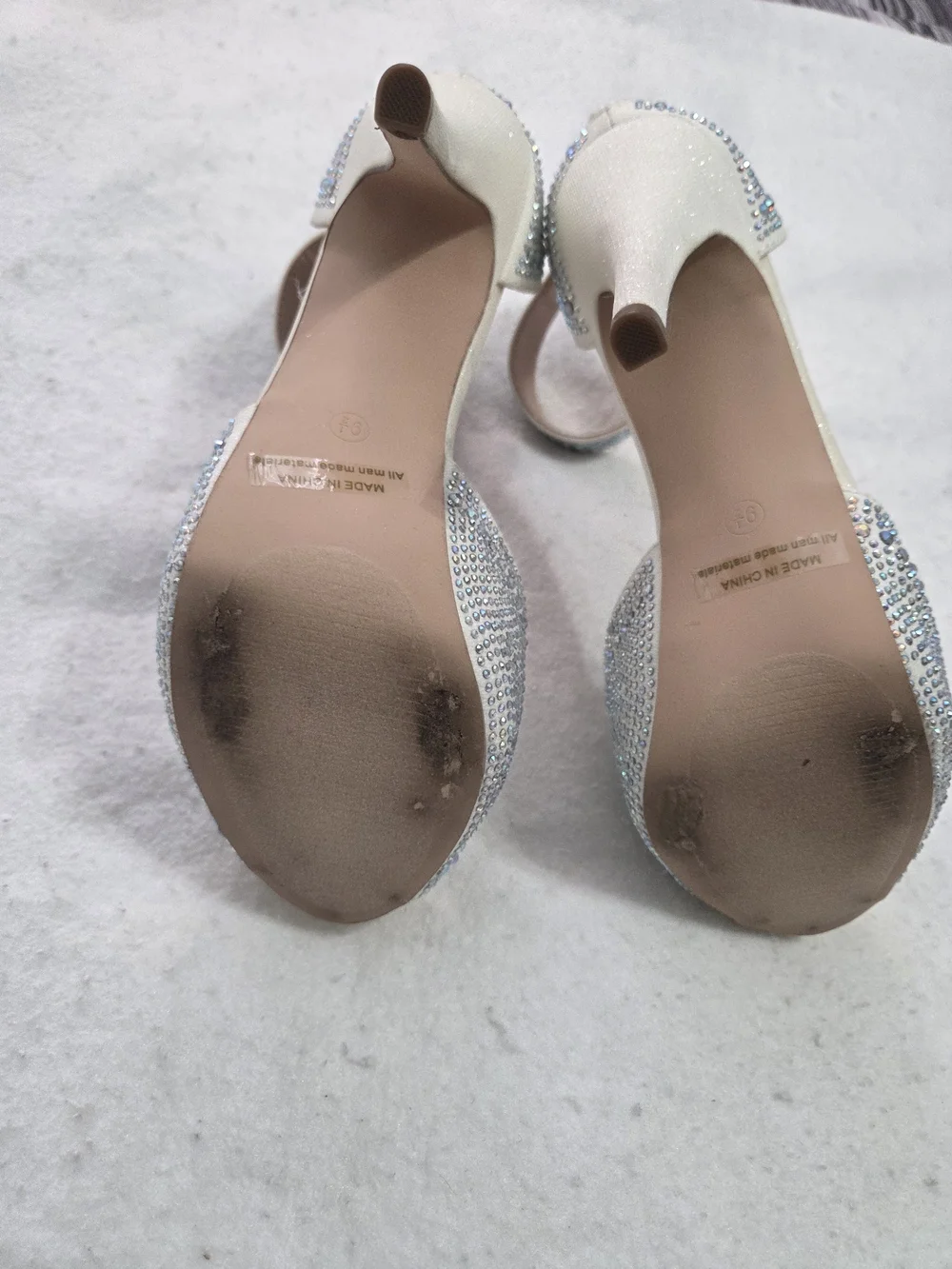 Dream Pairs Silver Rhinestone Ankle Strap Stiletto Peep Toe Heels